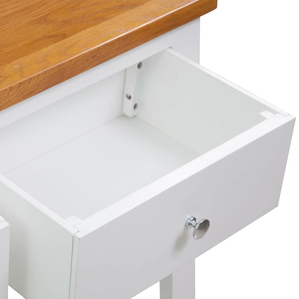 Solid Oak Wood Console Table with Two Drawers and Shelf L566009