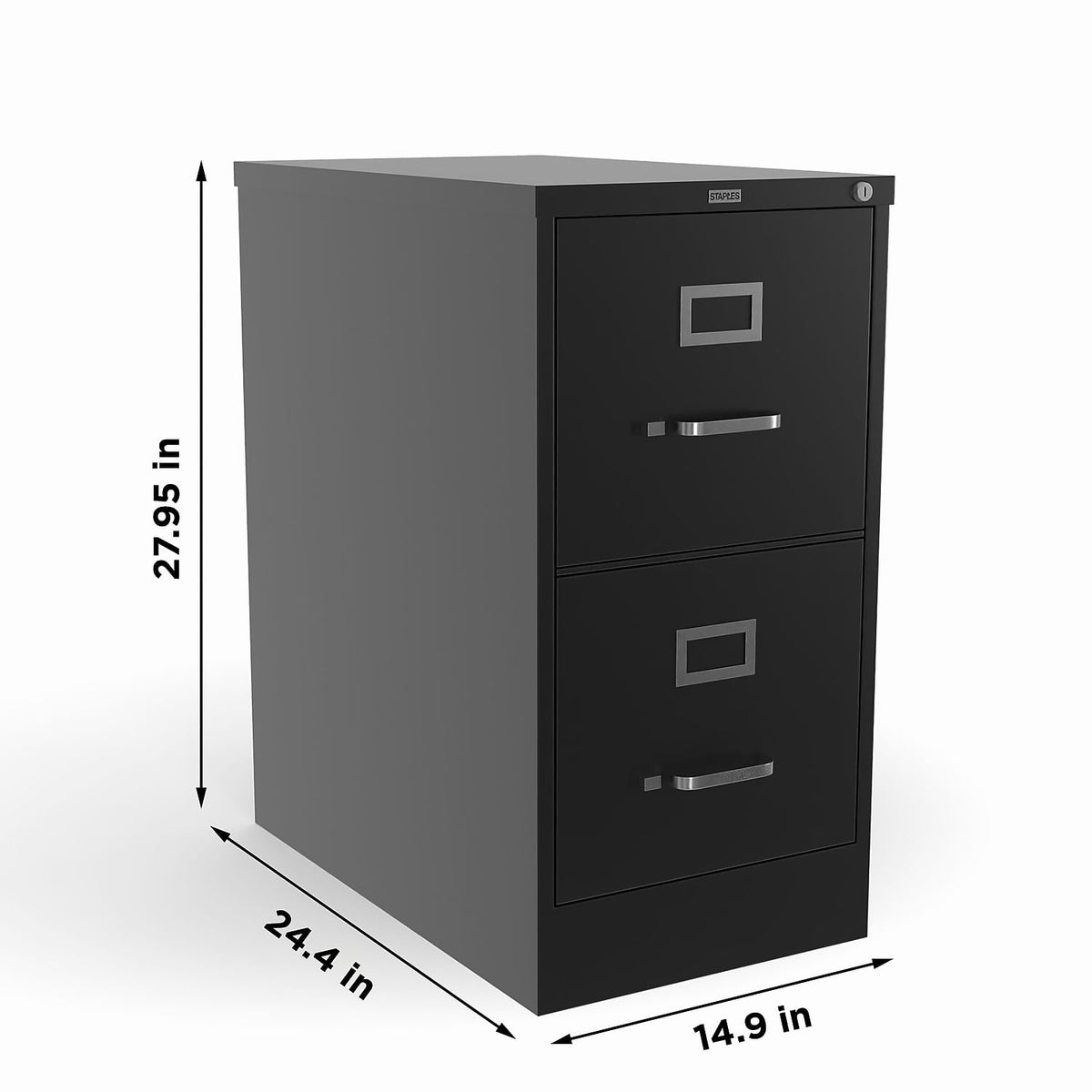 Black 2 Drawer Letter Size Lockable File Cabinet F8509