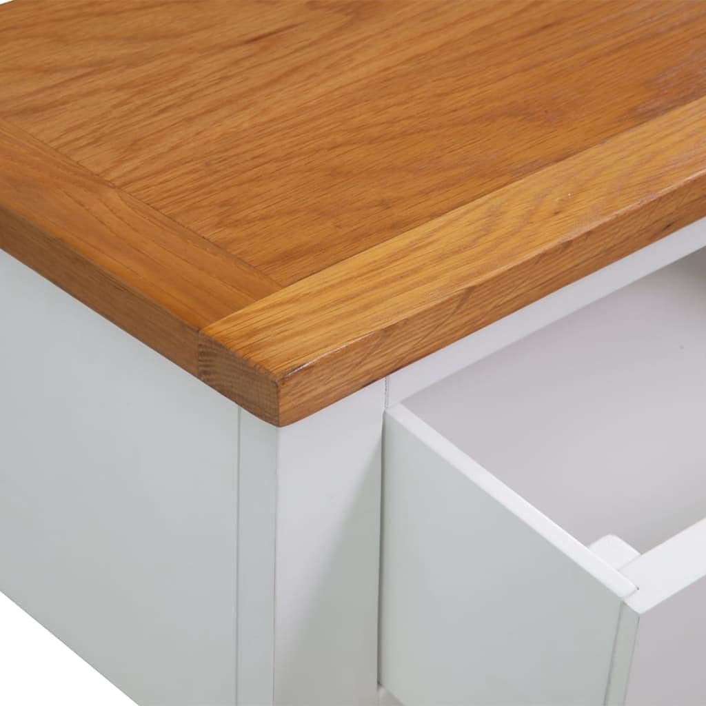 Solid Oak Wood Console Table with Two Drawers and Shelf L566009