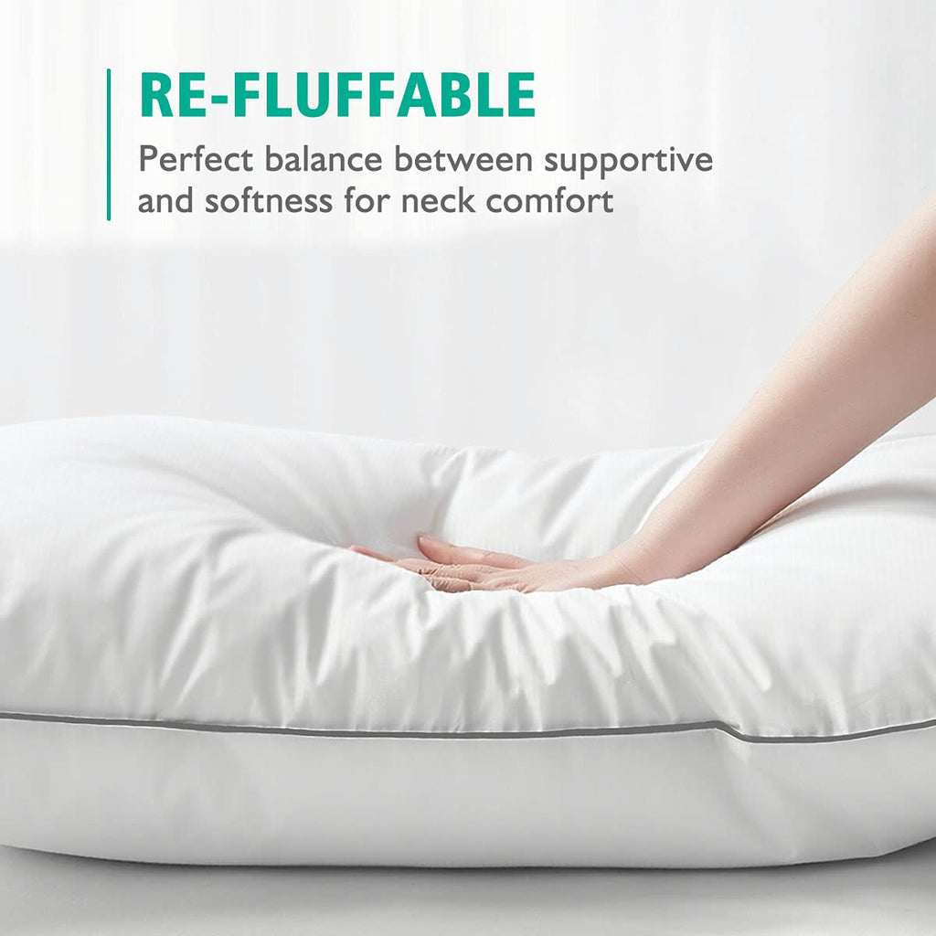 Organic Feather Down Pillows Set of 2 King Size 100% Cotton Cover K830642