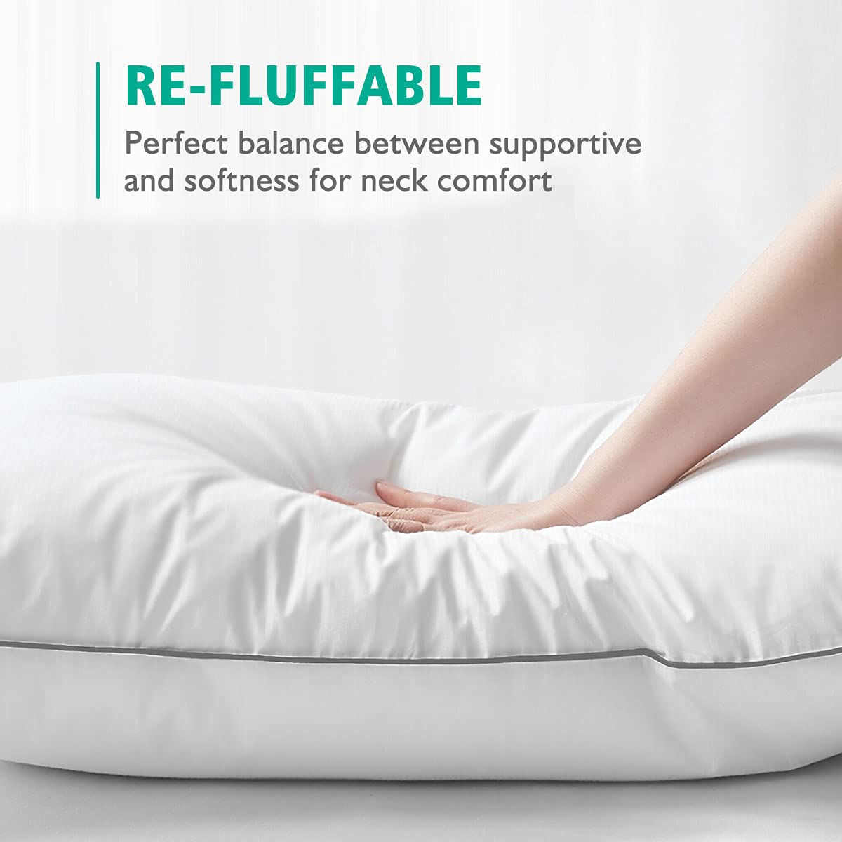 Organic Feather Down Pillows Set of 2 King Size 100% Cotton Cover K830642