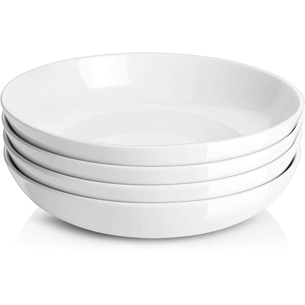 9.75" White Ceramic Pasta Bowls Set of 4 I571654