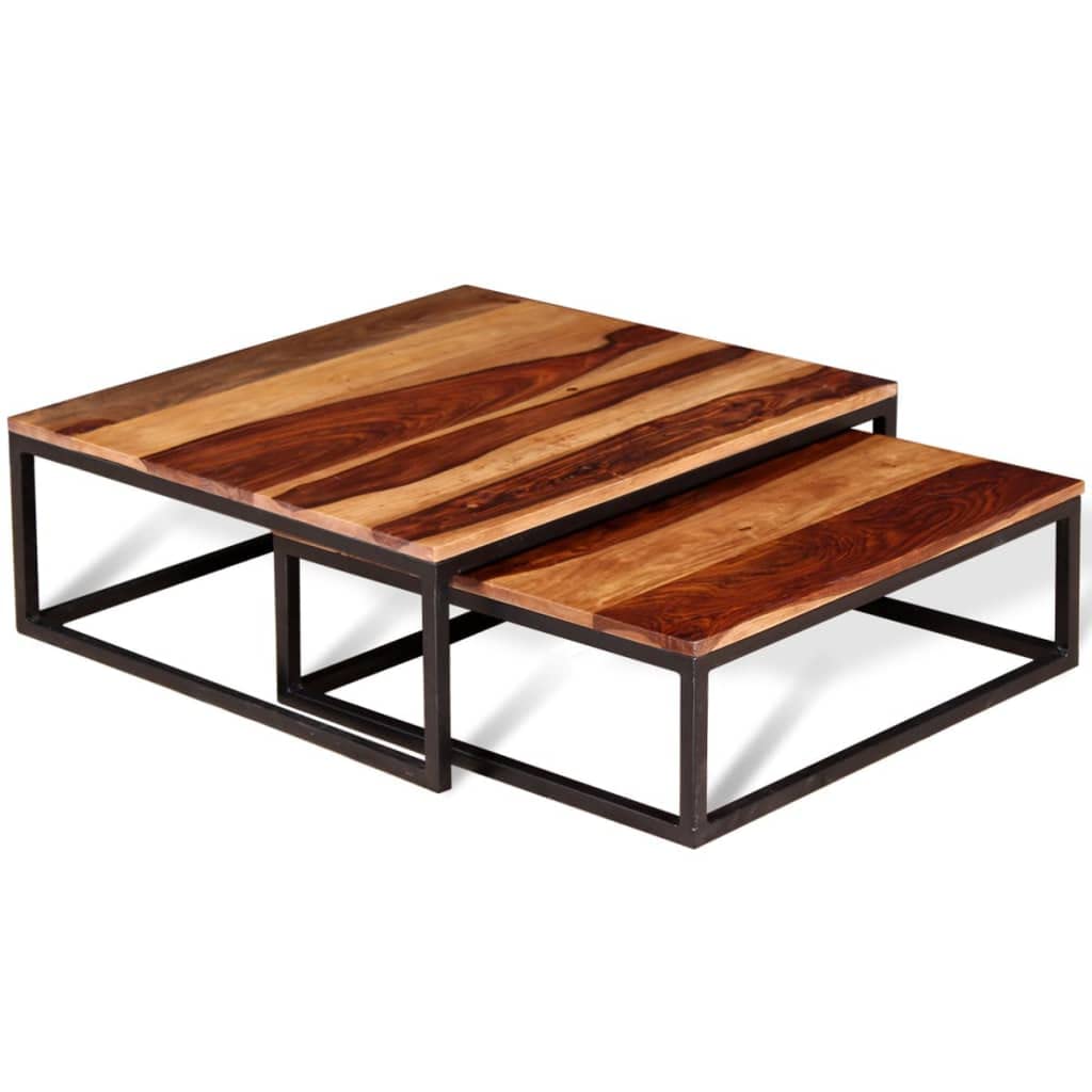 Set of 2 Solid Sheesham Wood Nesting Coffee Table R965404