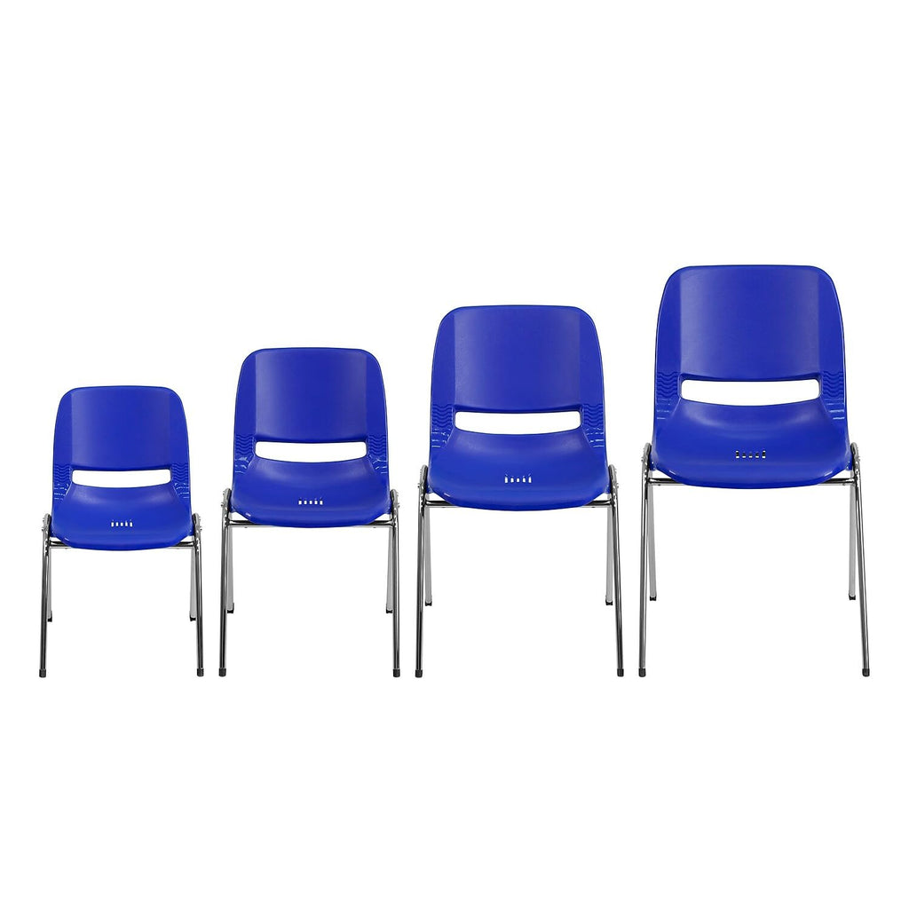 Navy Ergonomic Shell Stack Chair with Chrome Frame U3575