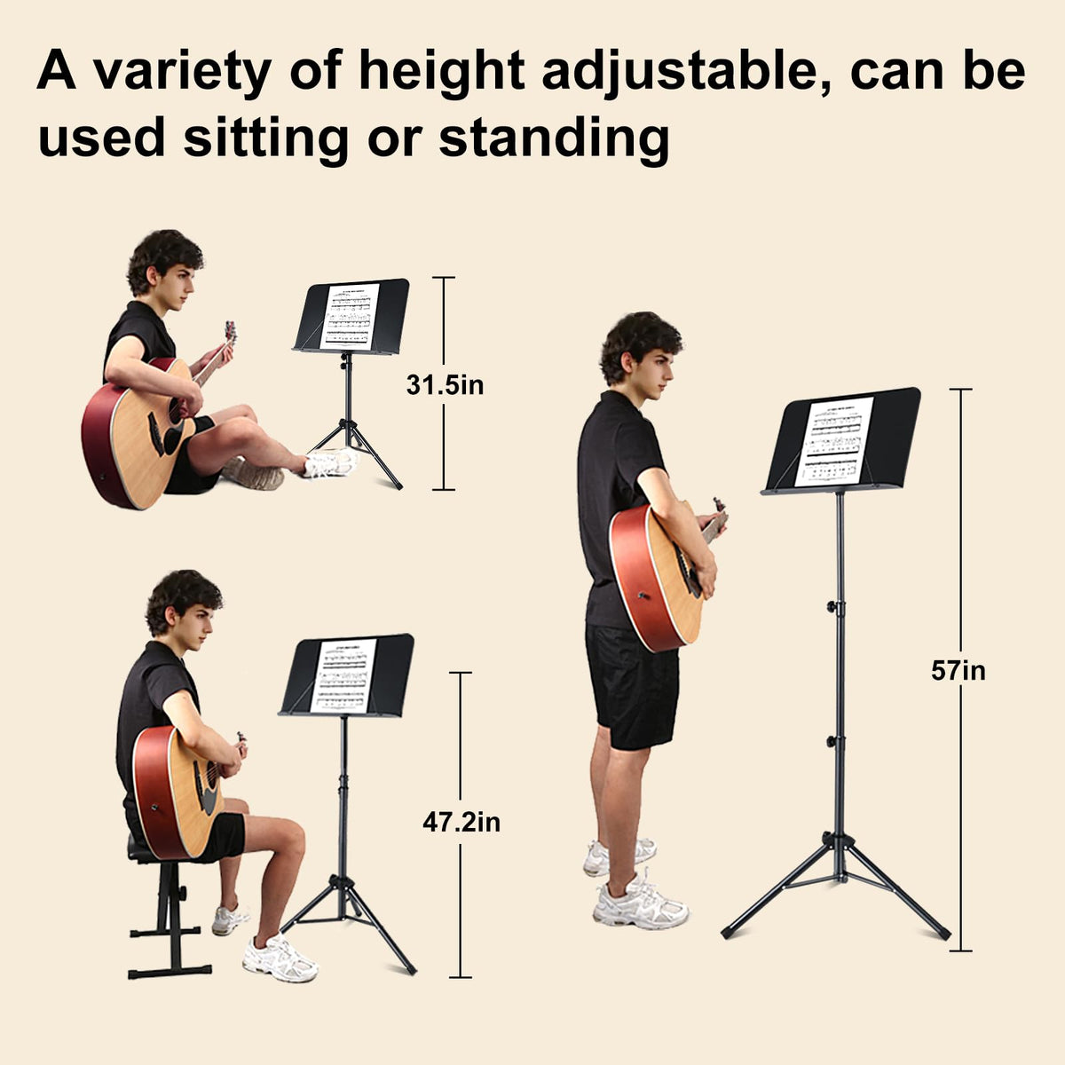 Folding Sheet Music Stand and Desktop Book Stand with Carrying Bag F35197