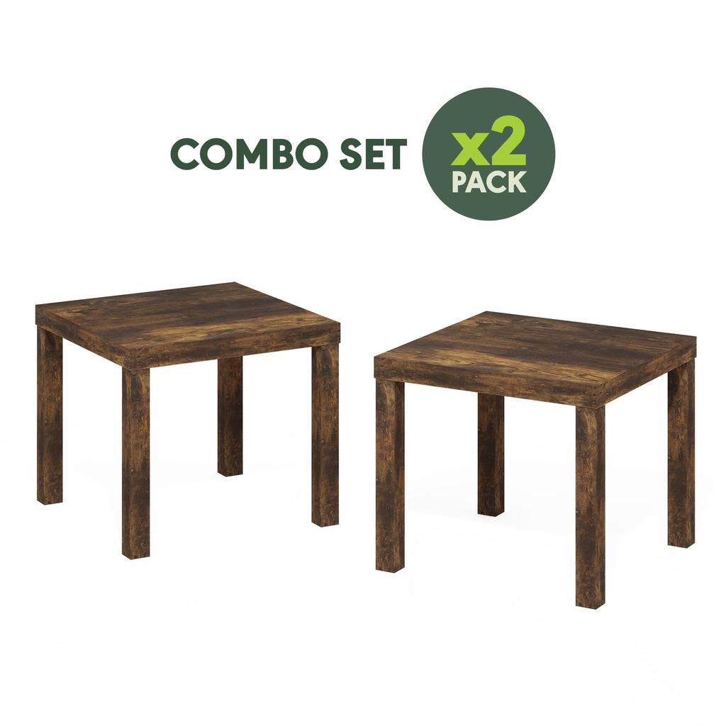 Rustic Brown Square Side Table Set of 2 J236