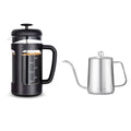 French Press and Gooseneck Pour Over Coffee Kettle 34 oz 12 oz Stainless Steel Silver S57583
