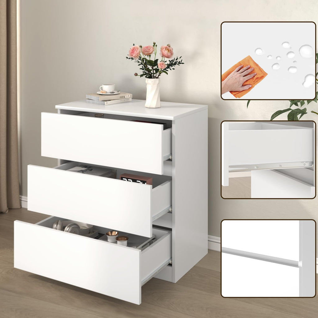 White 3 Drawer Wood Dresser A863141