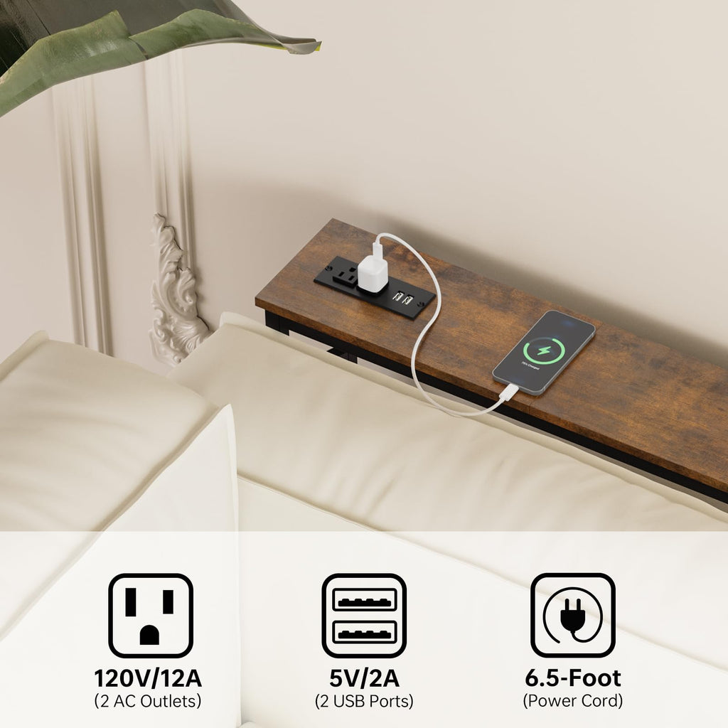 5.9" Narrow Console Table with Outlet Metal Frame E6234