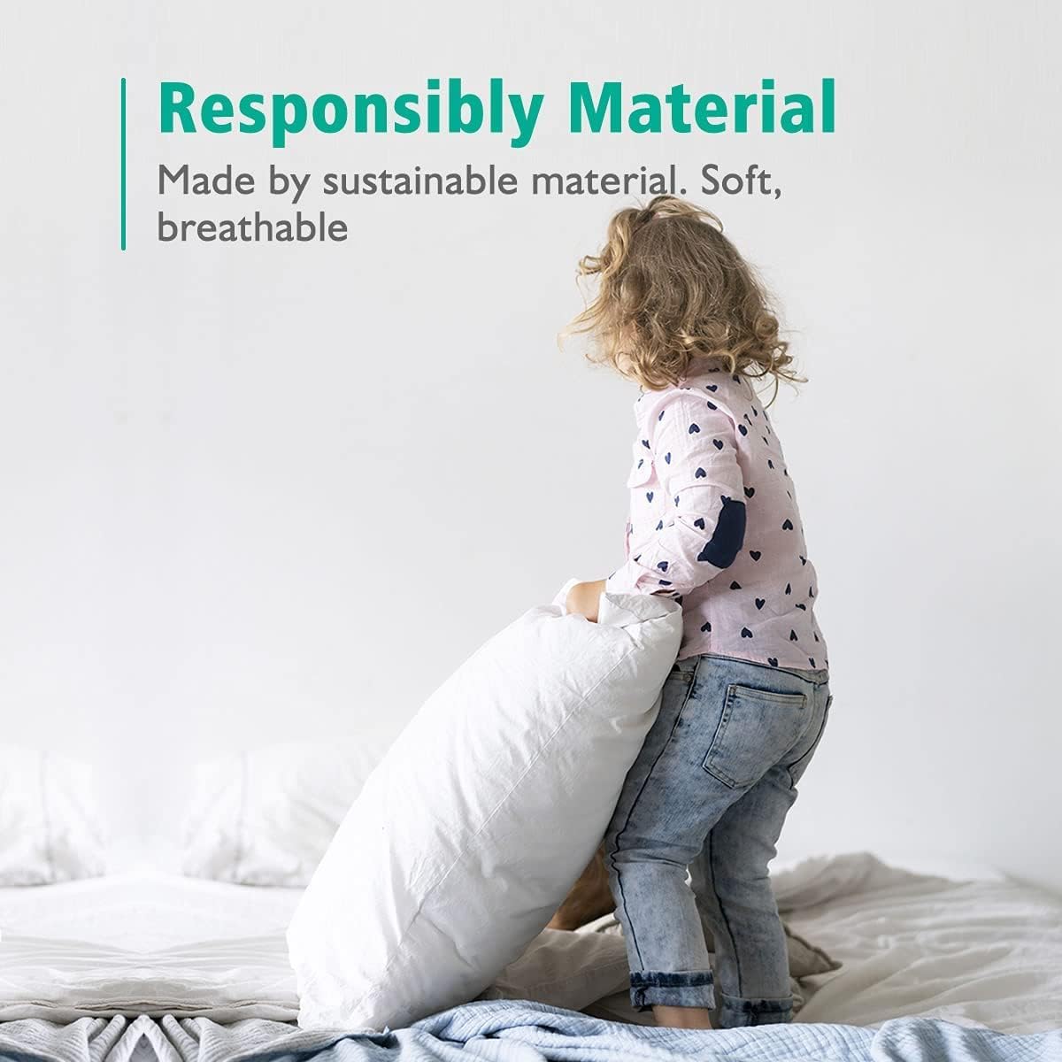 Organic Feather Down Pillows Set of 2 King Size 100% Cotton Cover K830642