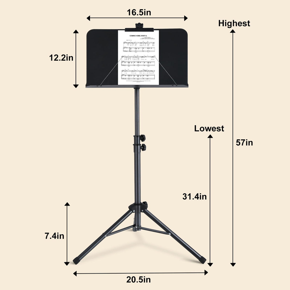 Folding Sheet Music Stand and Desktop Book Stand with Carrying Bag F35197