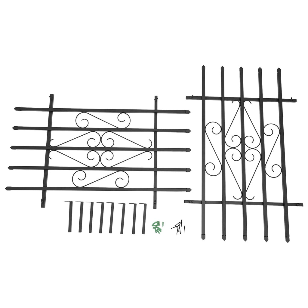24 x 36 Inch Heavy Duty Iron Window Security Bars, Black 2 Pack T8182