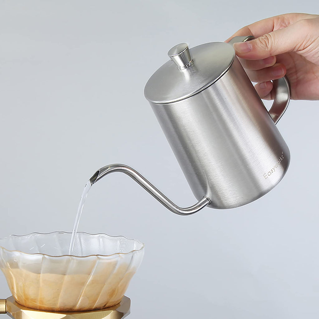 French Press and Gooseneck Pour Over Coffee Kettle 34 oz 12 oz Stainless Steel Silver S57583