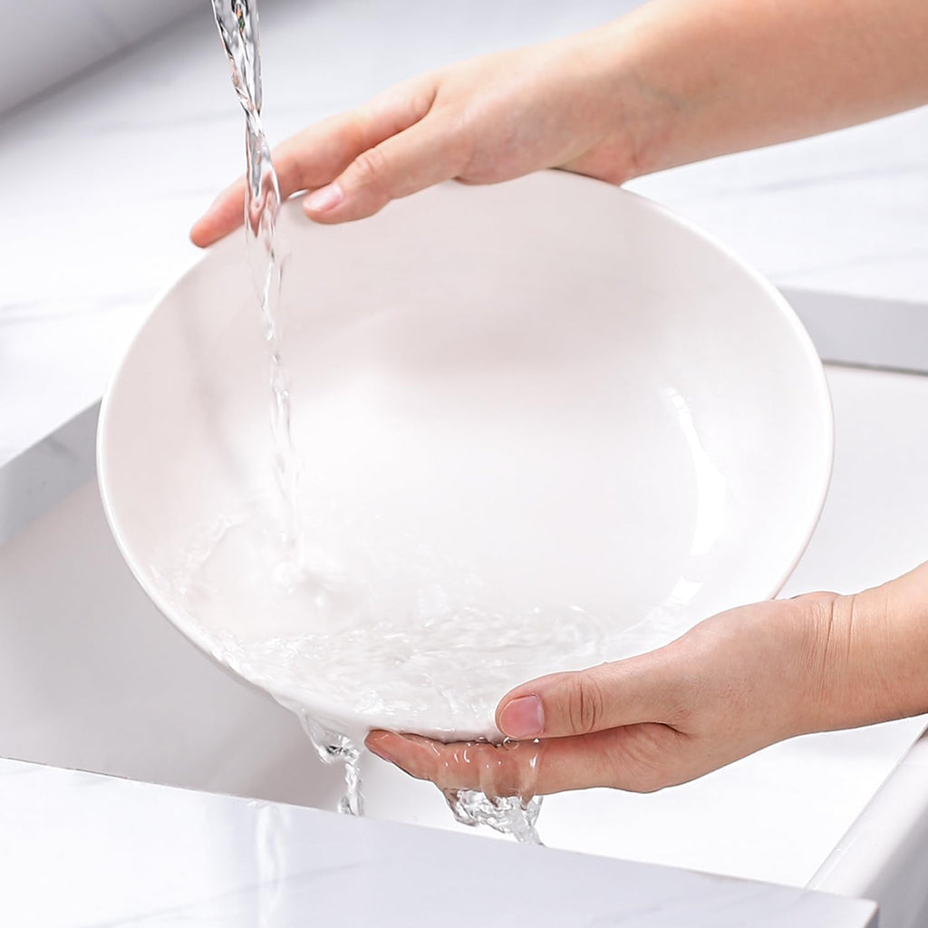 9.75" White Ceramic Pasta Bowls Set of 4 I571654