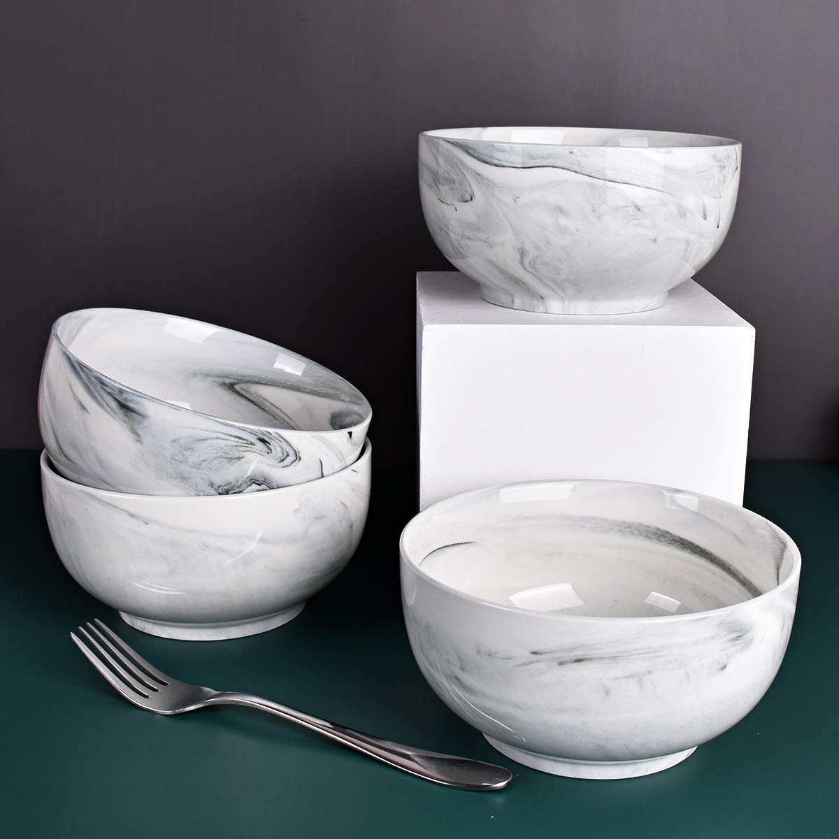 Ceramic Bowl Set of 4, 33 Oz, Dishwasher and Microwave Safe N40189