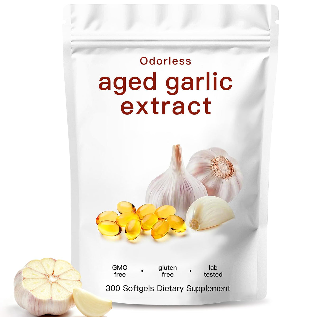 Odorless Organic Garlic Capsules 300 Count Y9019