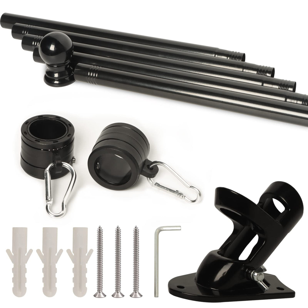 6FT Black Stainless Steel Flag Pole Kit L62503