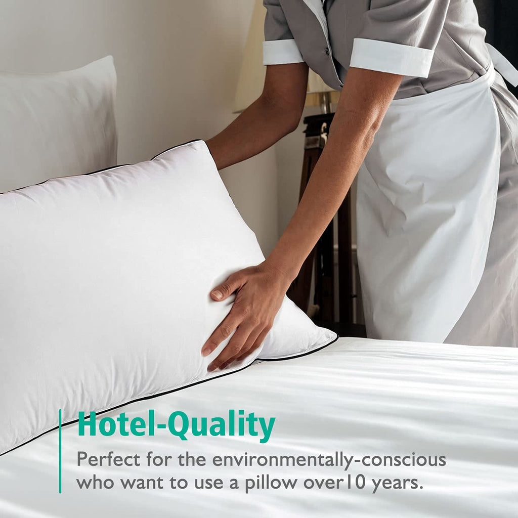 Organic Feather Down Pillows Set of 2 King Size 100% Cotton Cover K830642