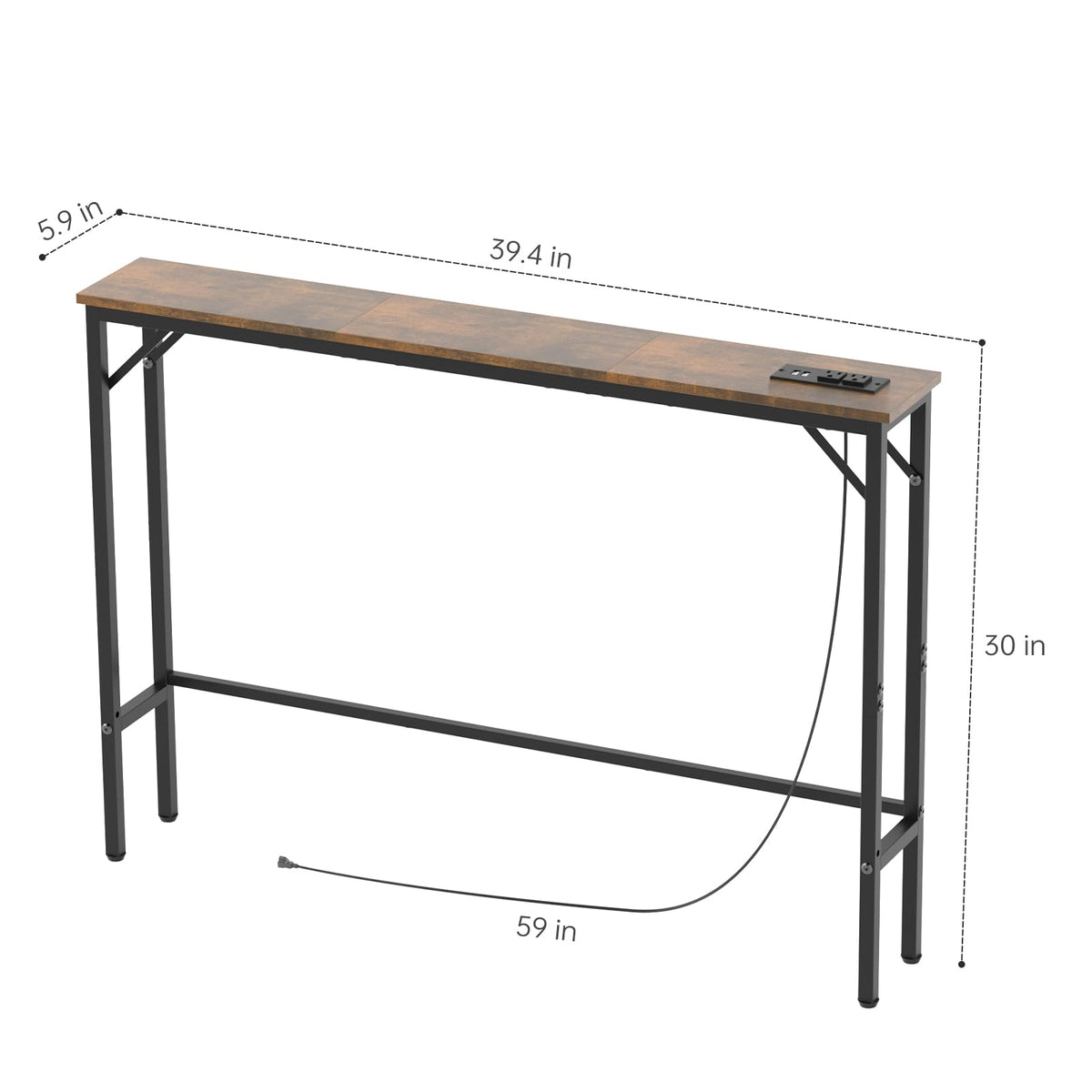 5.9" Narrow Console Table with Outlet Metal Frame E6234