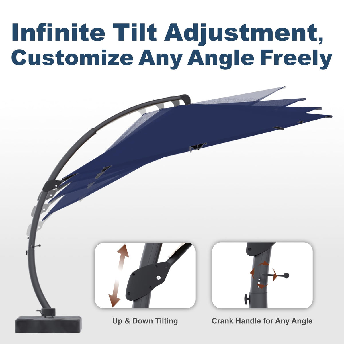 11FT Navy Blue Aluminum Cantilever Umbrella with Base U80234