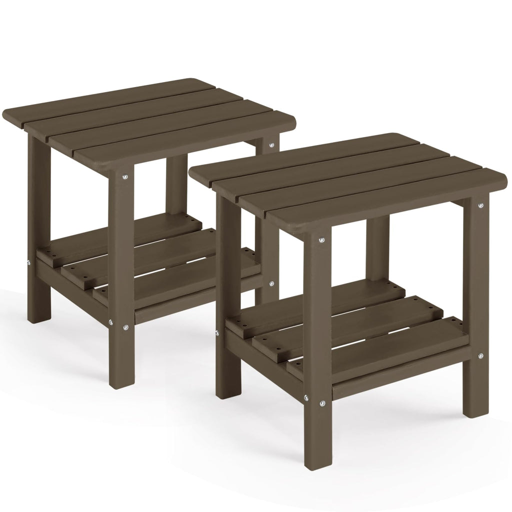 Set of 2 Dark Brown HDPE Storage Side Table S3160