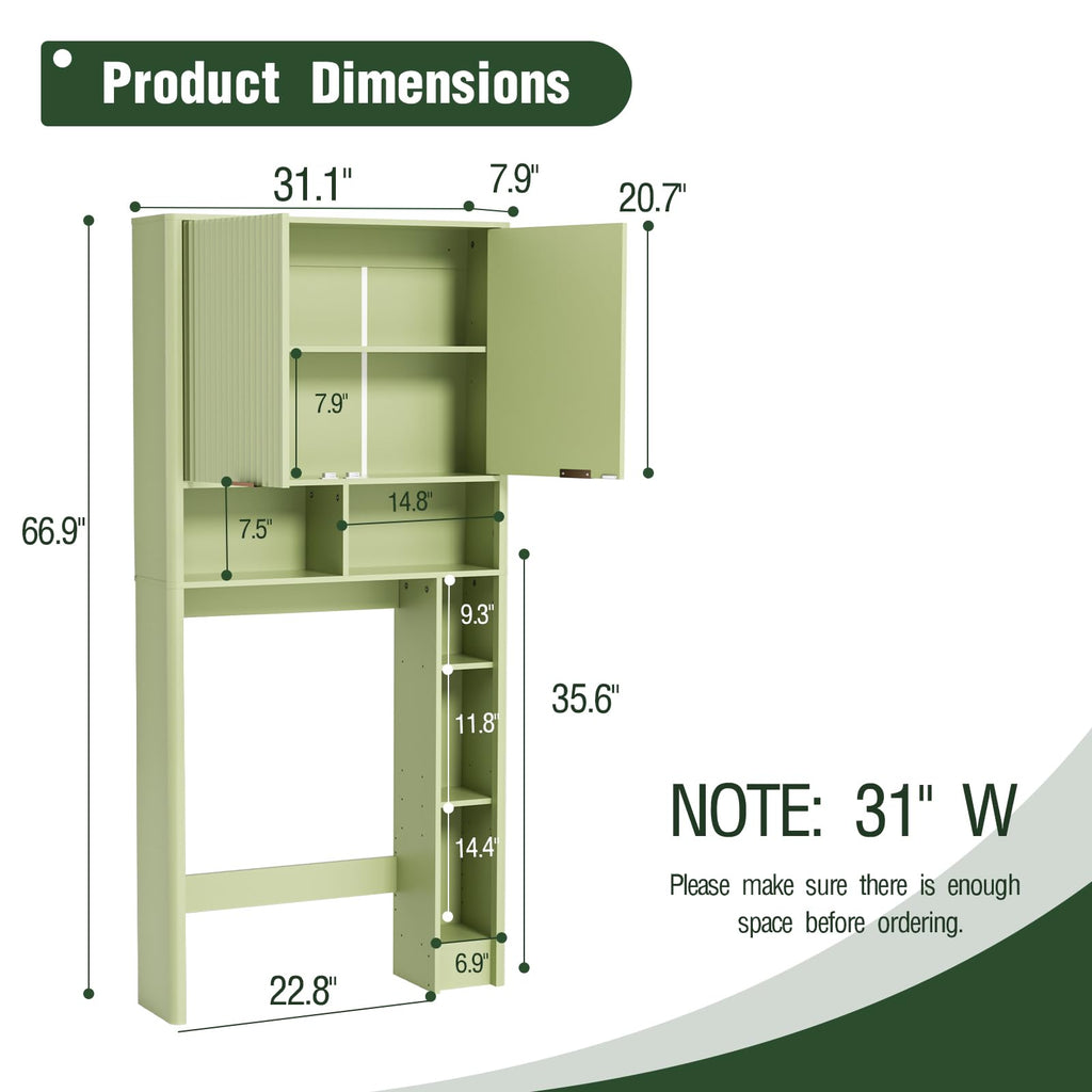 Green Over the Toilet Storage Cabinet with Adjustable Shelf L5402