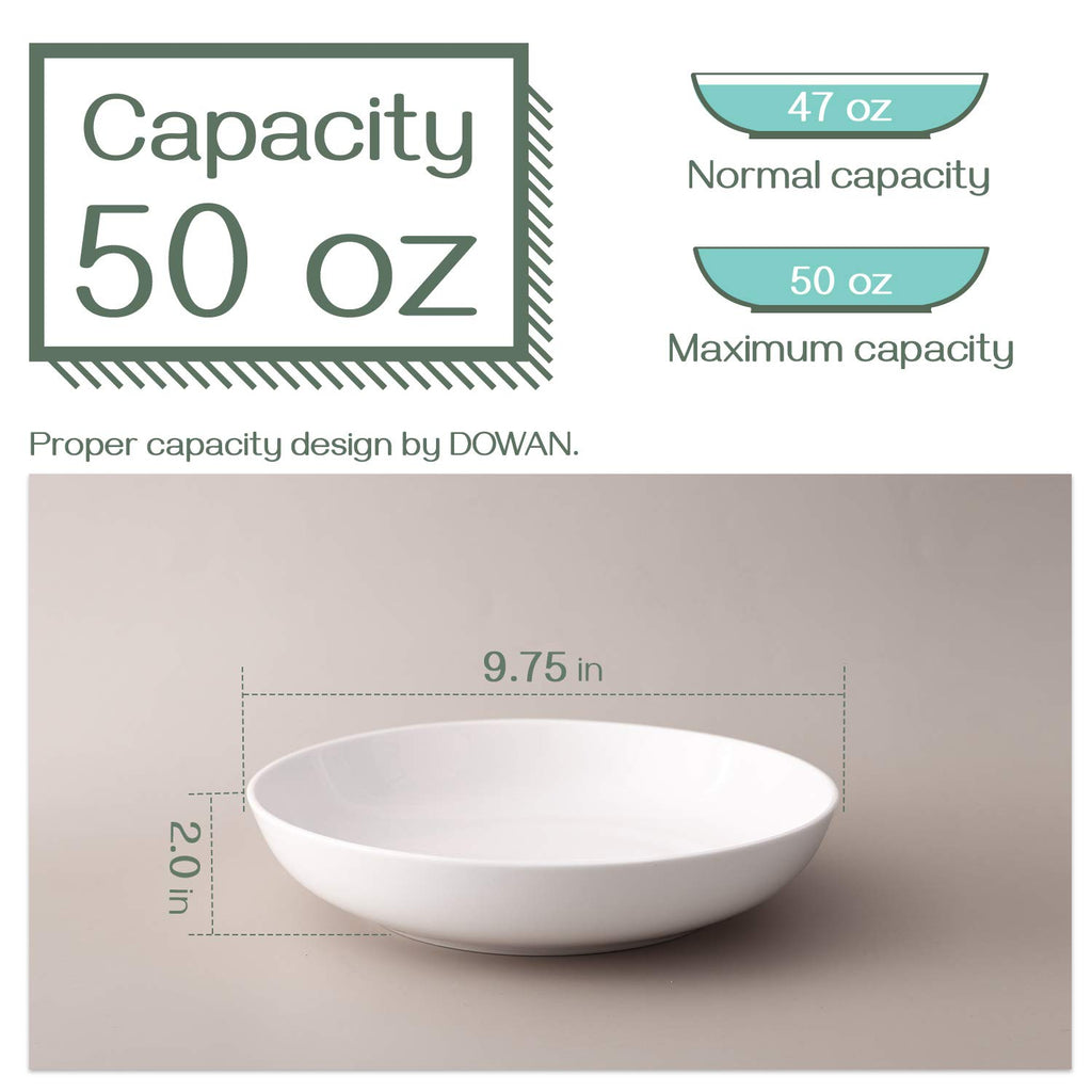 9.75" White Ceramic Pasta Bowls Set of 4 I571654