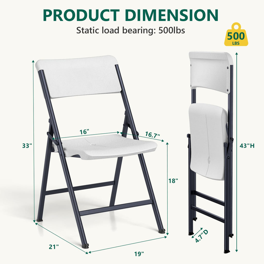 White 4 Pack Plastic Folding Chairs with Metal Frame T50974