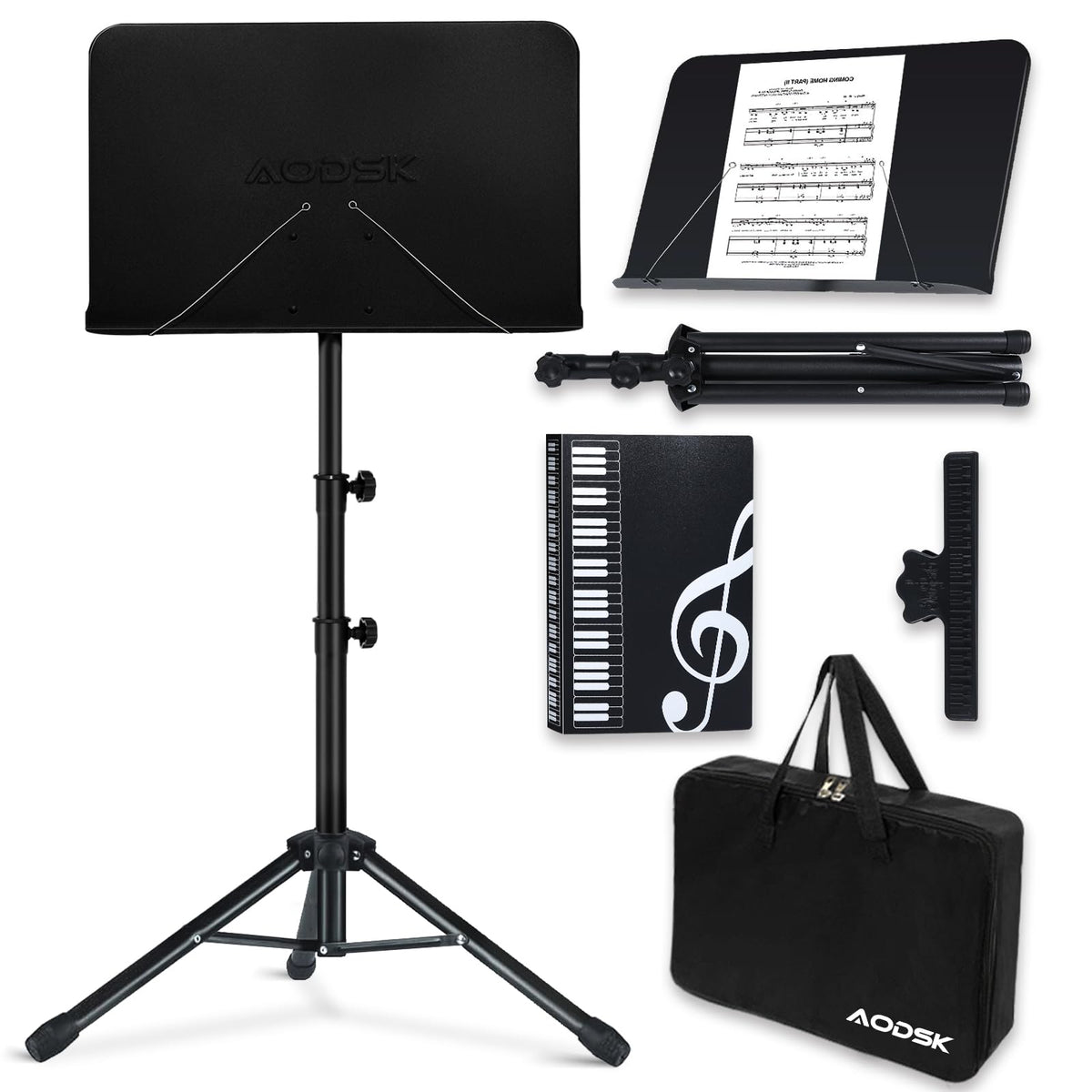 Folding Sheet Music Stand and Desktop Book Stand with Carrying Bag F35197