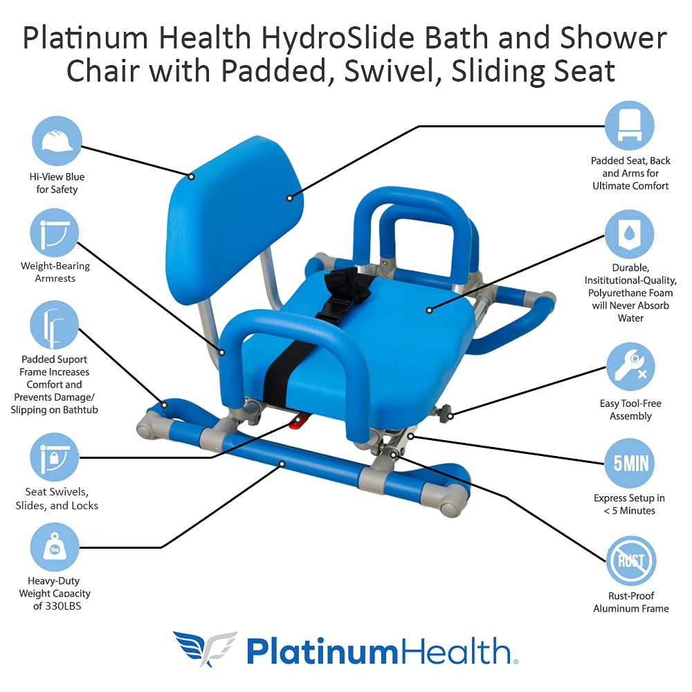 Blue Padded Sliding Shower Chair with Armrests U821085