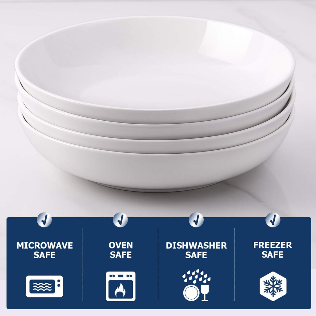 9.75" White Ceramic Pasta Bowls Set of 4 I571654