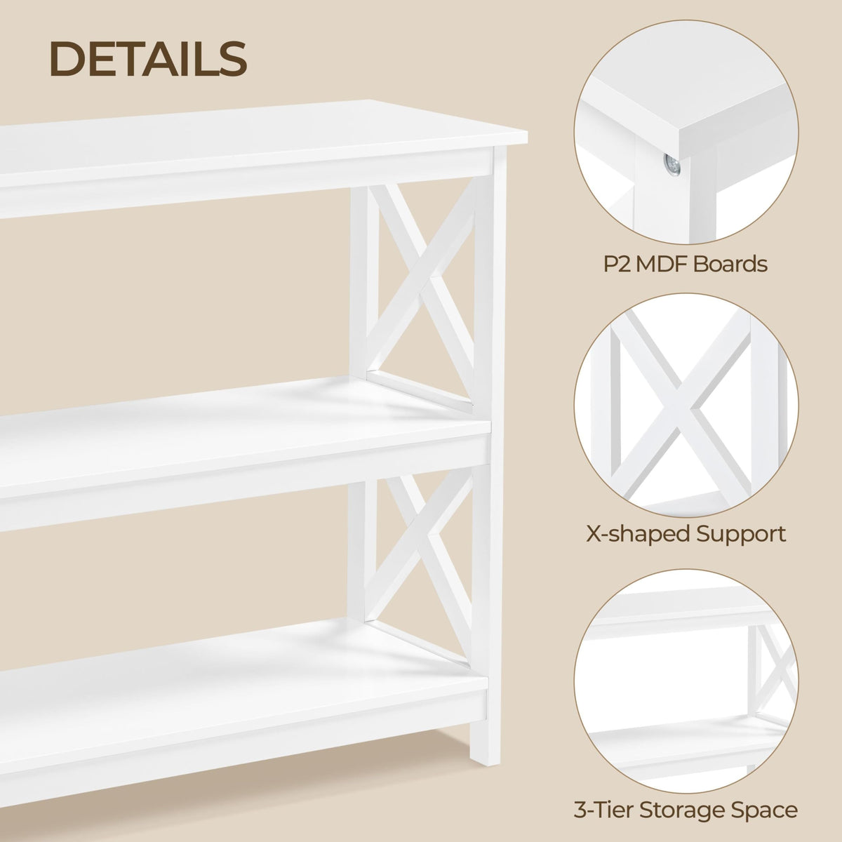 White 3-Tier Console Table G10632