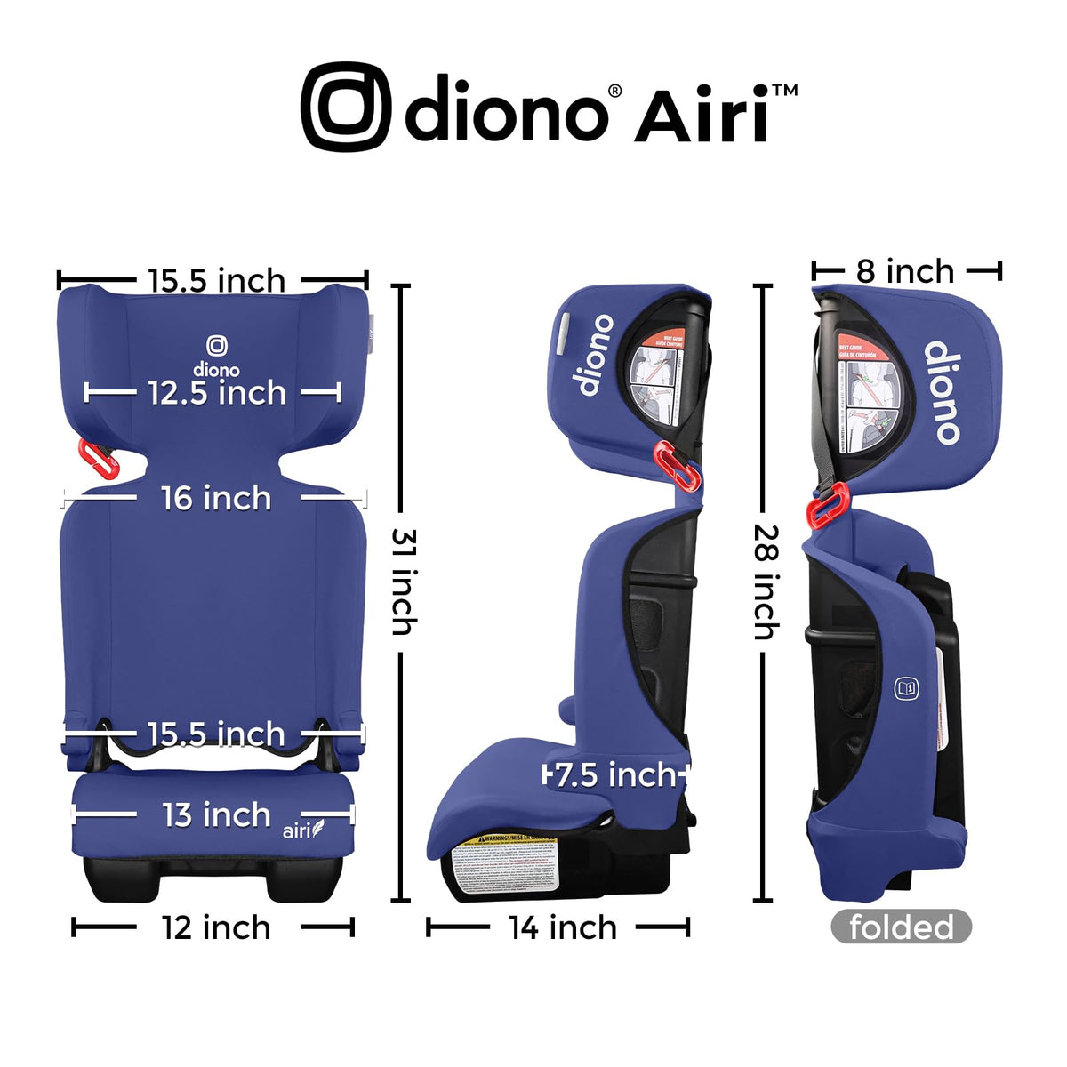 Blue Foldable High Back Booster Seat W3447
