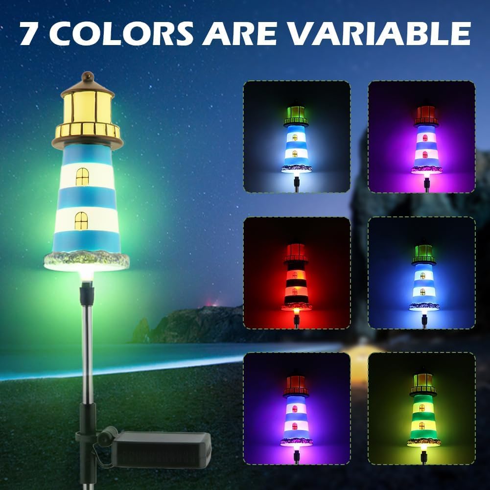 Solar Lighthouse, 2 PCS, 7 Colors Changing Y464