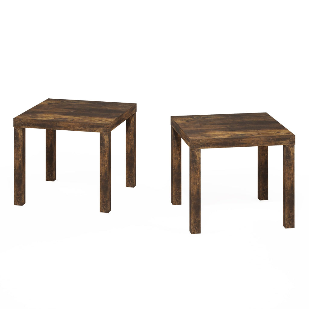 Rustic Brown Square Side Table Set of 2 J236