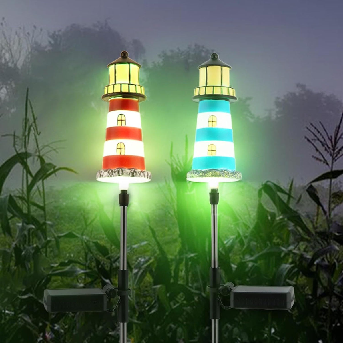 Solar Lighthouse, 2 PCS, 7 Colors Changing Y464
