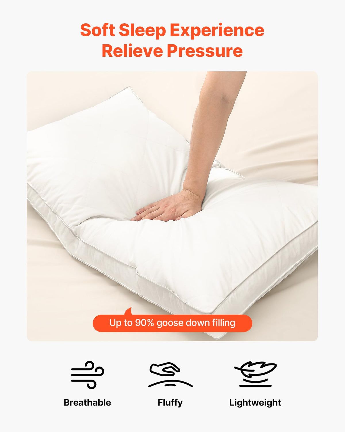 Queen Size White Set of 2 Bed Pillows S715508