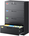 4 Drawer File Cabinet with Lock, Black P65262