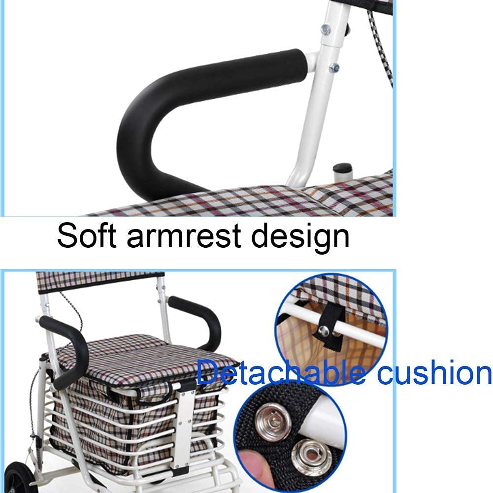 Folding Four Wheel Rollator Walker with Padded Seat Lockable Brakes X58068