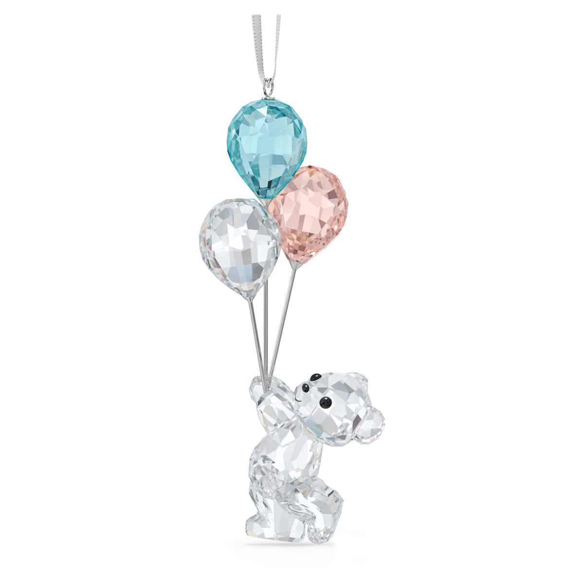 Clear Crystal Ornament with Blue and Pink Balloons D599409