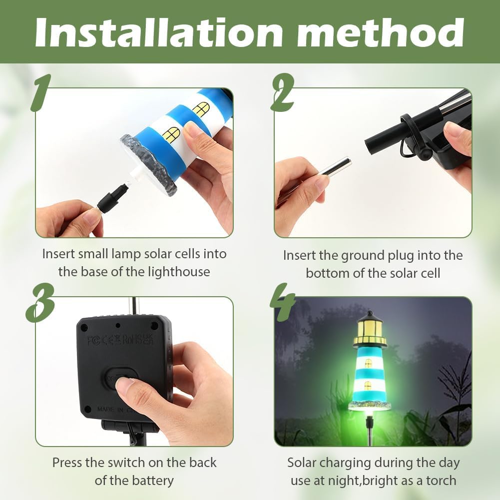 Solar Lighthouse, 2 PCS, 7 Colors Changing Y464