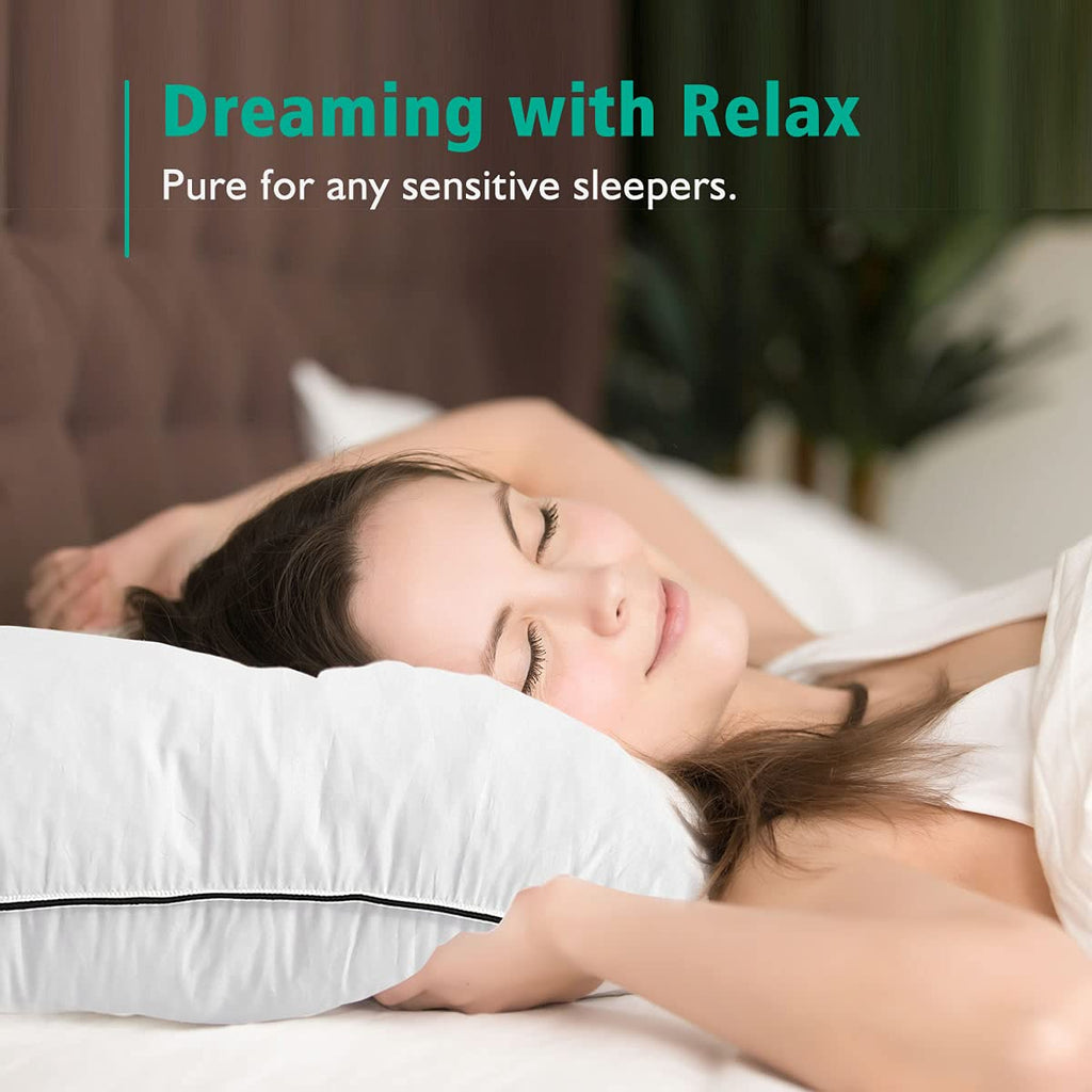 Organic Feather Down Pillows Set of 2 King Size 100% Cotton Cover K830642