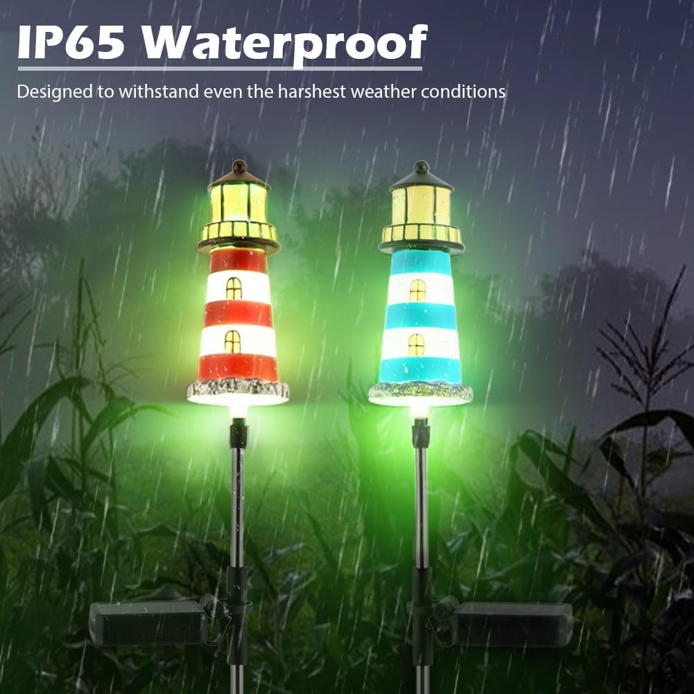Solar Lighthouse, 2 PCS, 7 Colors Changing Y464