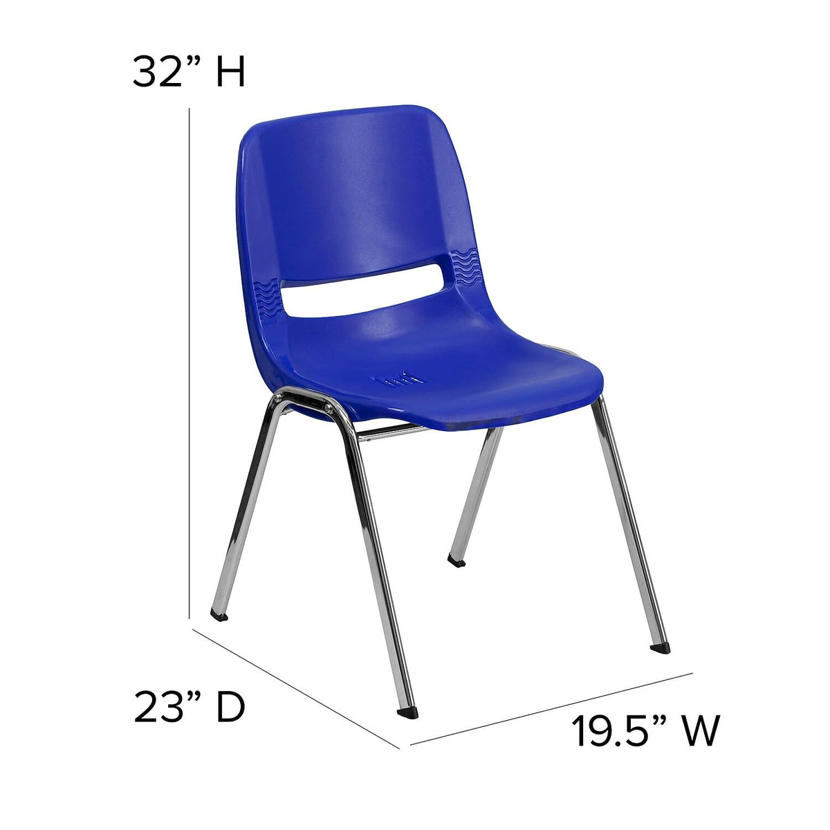 Navy Ergonomic Shell Stack Chair with Chrome Frame U3575