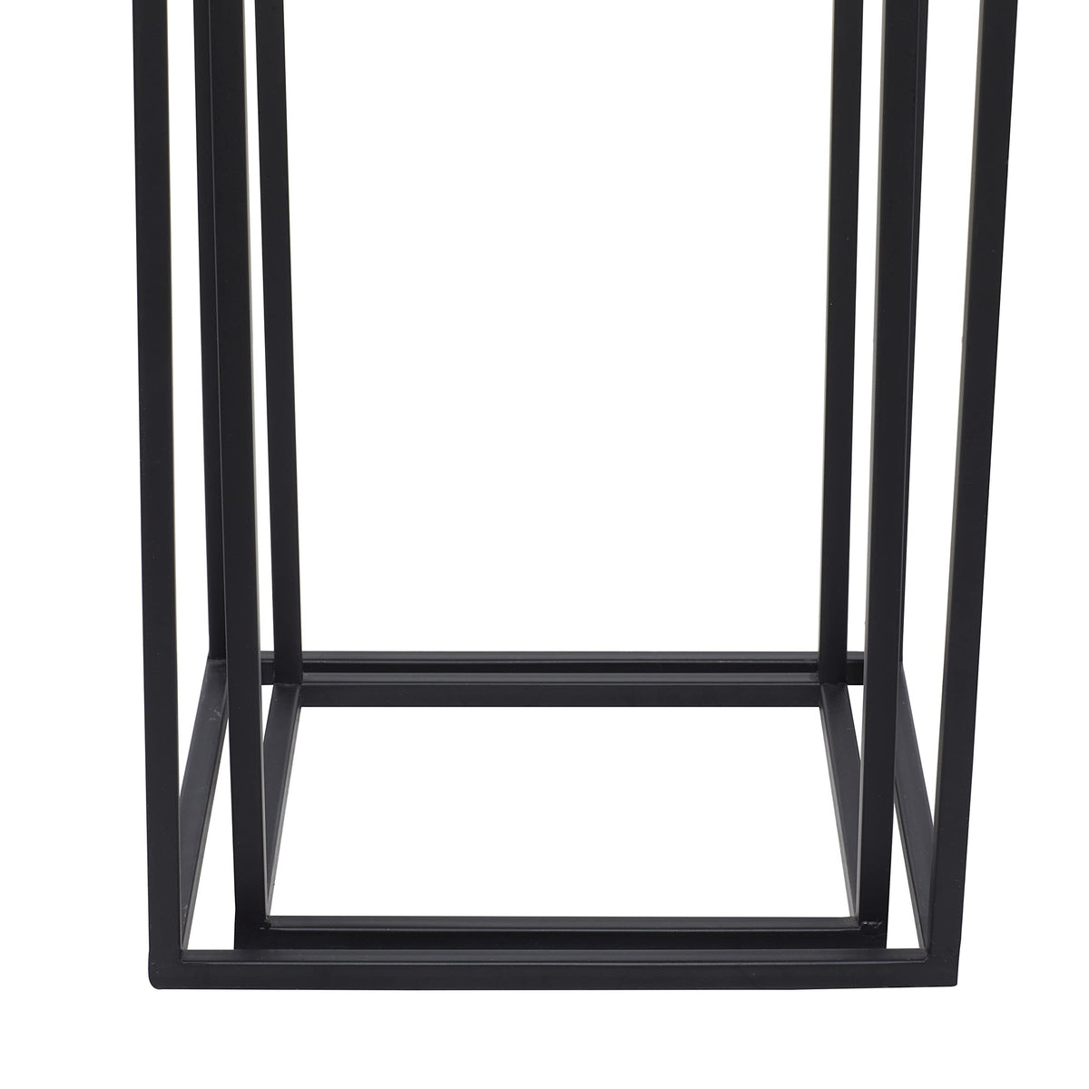 Black Metal End Table with Brown Wood Tops, Set of 2 P3619