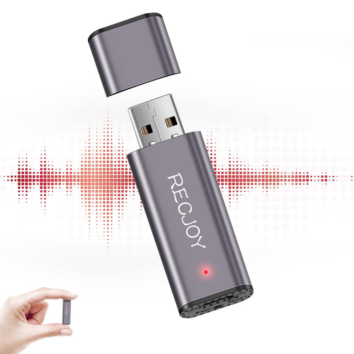 64GB USB Digital Voice Recorder with 750Hrs Storage Capacity I7546