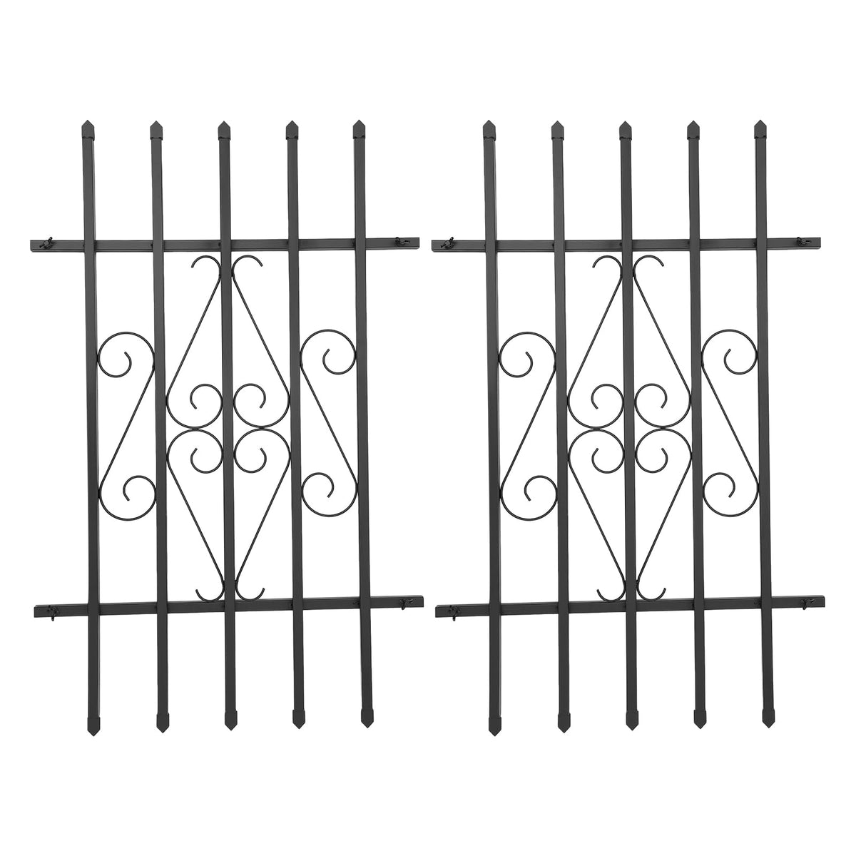 24 x 36 Inch Heavy Duty Iron Window Security Bars, Black 2 Pack T8182