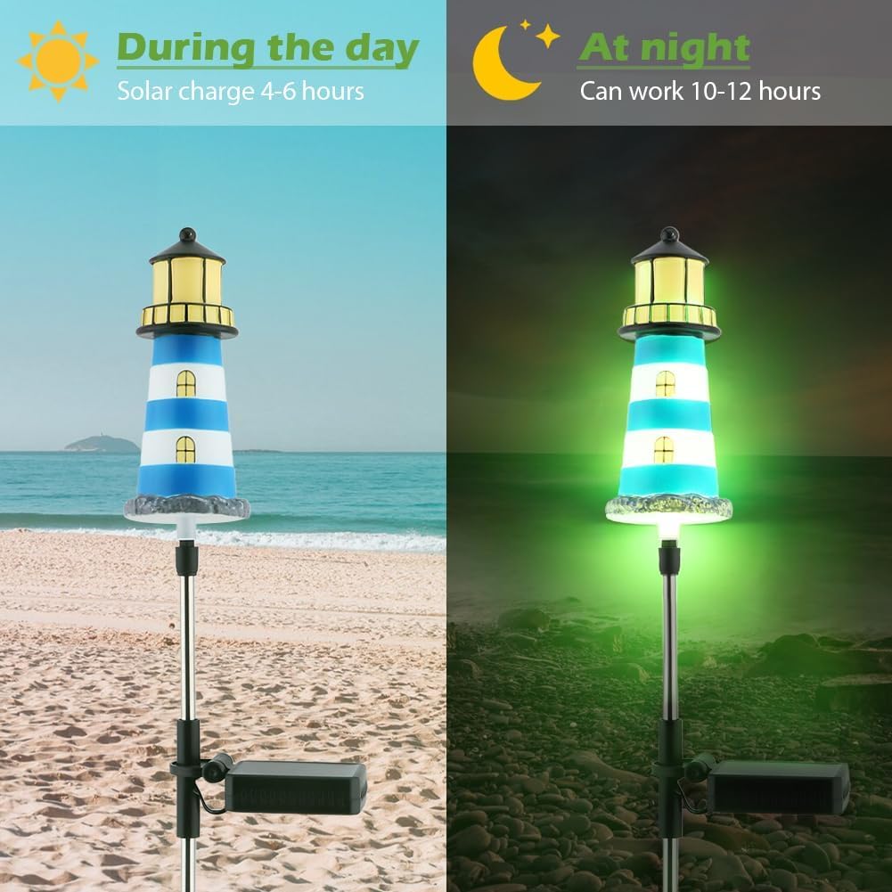Solar Lighthouse, 2 PCS, 7 Colors Changing Y464