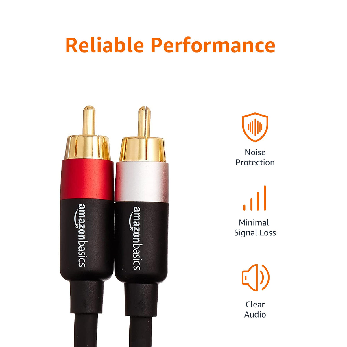 2 RCA Stereo Audio Cable, 4 Feet, Black U76144