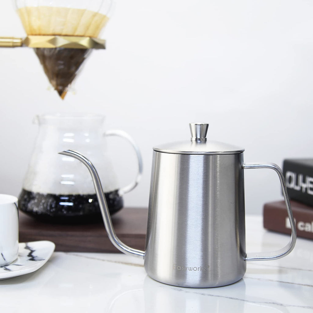 French Press and Gooseneck Pour Over Coffee Kettle 34 oz 12 oz Stainless Steel Silver S57583